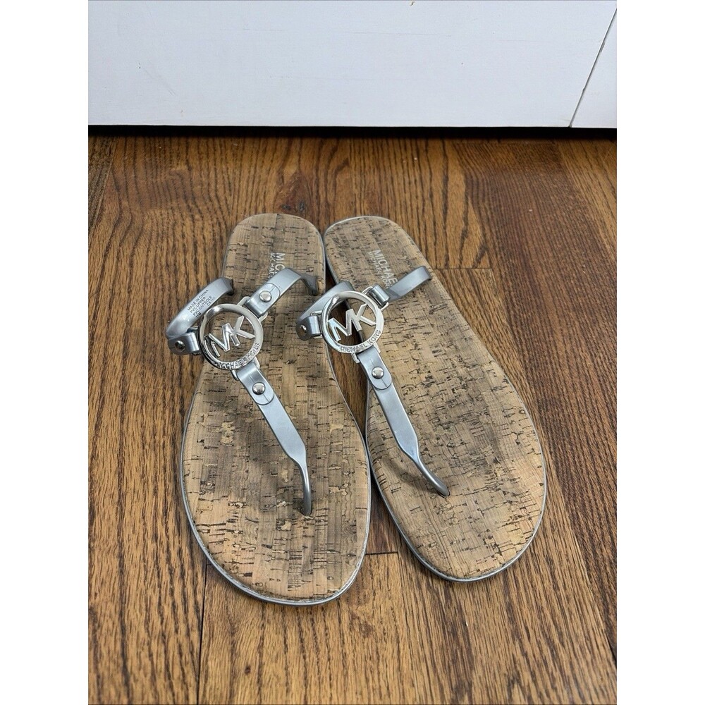 MICHAEL BY MICHAEL KORS GREY SILVER CORK SANDALS SIZE 11